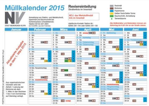 Müllkalender Neukirchen-Vluyn