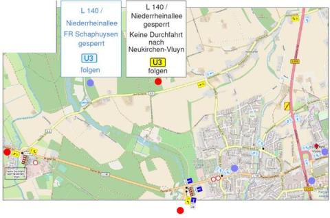 Umleitung Vollsperrung Niederrheinnallee