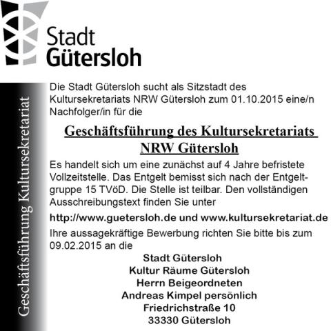 Geschäftsführung Kultursekretariat NRW Gütersloh